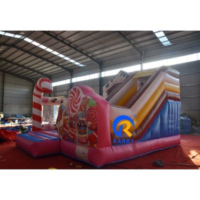 Jardín de juegos para niños inflables de PVC Casa de dulces Casa de rebote Combo tobogán acuático