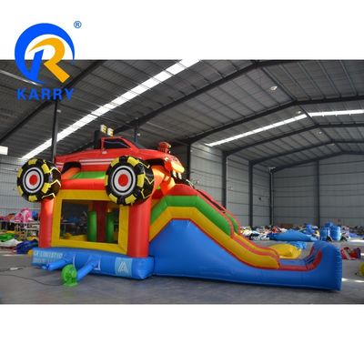 Juego para niños en interiores y exteriores De entretenimiento Coche comercial Castillo inflable Combo con tobogán