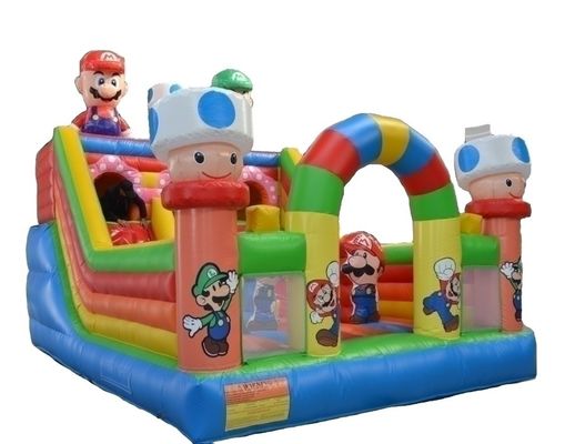 Grado comercial 6*4m de rendimiento Inflable castillo de salto con combinación de deslizamiento de obstáculos