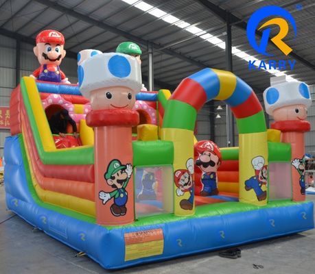 Grado comercial 6*4m de rendimiento Inflable castillo de salto con combinación de deslizamiento de obstáculos