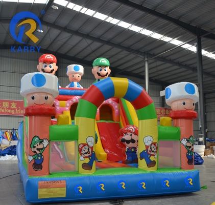 Grado comercial 6*4m de rendimiento Inflable castillo de salto con combinación de deslizamiento de obstáculos