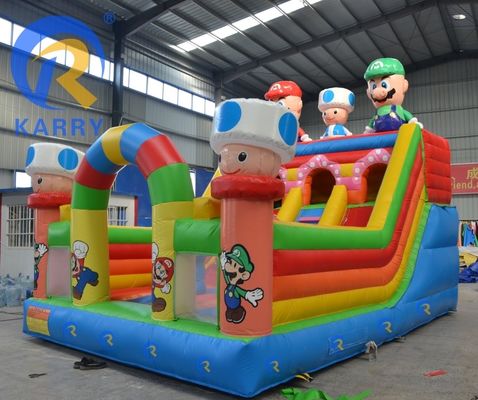 Grado comercial 6*4m de rendimiento Inflable castillo de salto con combinación de deslizamiento de obstáculos