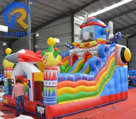 Grado comercial 6*4m de rendimiento Inflable castillo de salto con combinación de deslizamiento de obstáculos