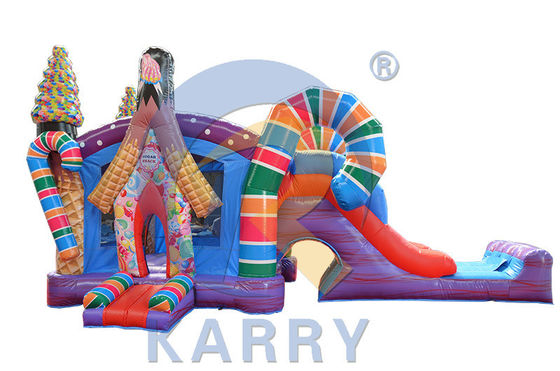 Rango de edad 5-7 años Caramelo inflable Castillo de salto con pequeño tobogán y obstáculo