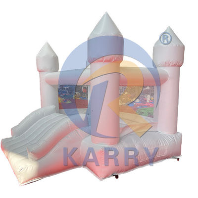 EN71/CE Certificado castillo de salto inflable comercial de color blanco con tobogán y piscina de bolas