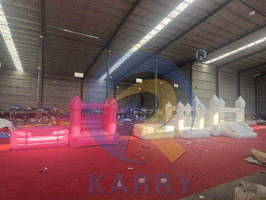 EN71/CE Certificado castillo de salto inflable comercial de color blanco con tobogán y piscina de bolas