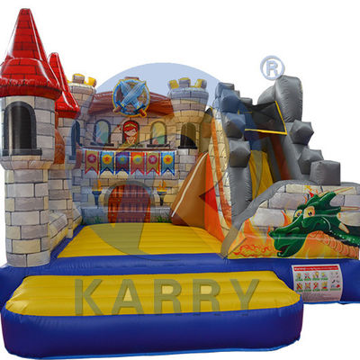 5x4m 18 * 16 pies Dinosauro Azul Castillo Rebordante Slide Combo con servicio OEM profesional