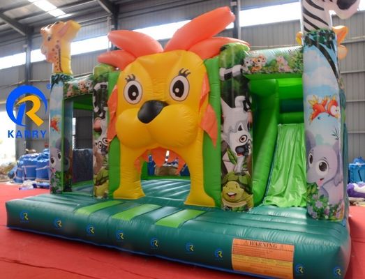 Parque de diversiones para niños Trampolín con tobogán interno personalizado Jungle Lion King