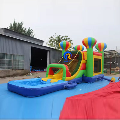 Set de toboganes inflables de castillo de lonas de PVC para niños con globos de colores y casa de rebote