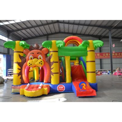 Personalizar Acceptado León de dibujos animados PVC Inflatable Bouncer Slide Combo para el juego de los niños
