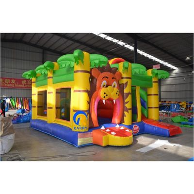 Personalizar Acceptado León de dibujos animados PVC Inflatable Bouncer Slide Combo para el juego de los niños