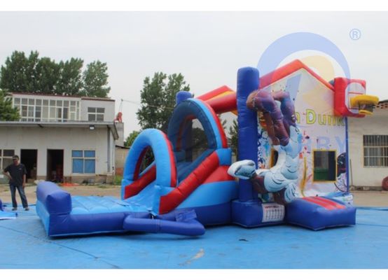Portable PVC Baloncesto Parque de diversiones Salto Castillo Rebullante con tobogán 14 años arriba