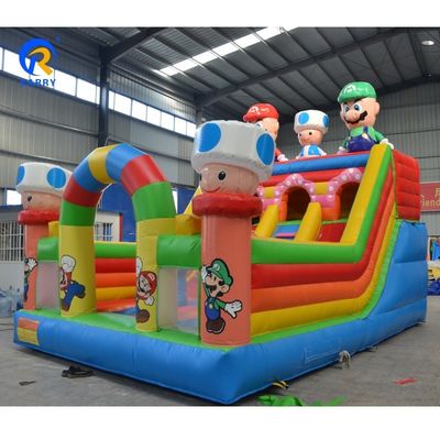 Alquiler comercial de bajo precio 2023 Diseño Mario Cartoon Castillo de salpicaduras Puente inflable