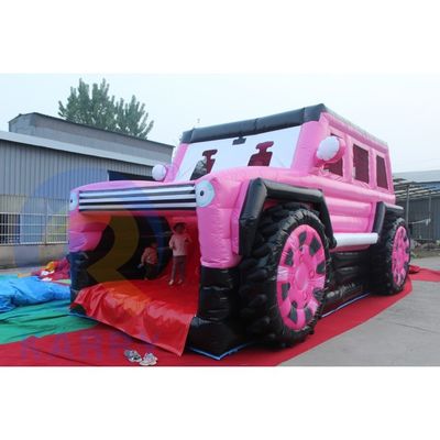 Pink inflatable Jeep Castillo deslizamiento combinación de bouncer SUV Jumping Castillo con soplador