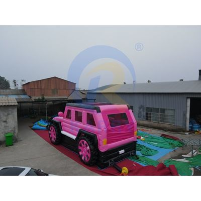 Pink inflatable Jeep Castillo deslizamiento combinación de bouncer SUV Jumping Castillo con soplador