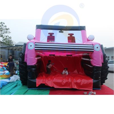 Pink inflatable Jeep Castillo deslizamiento combinación de bouncer SUV Jumping Castillo con soplador