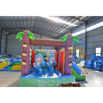 Cartoon Pequeño Mono Mini Castillo Inflable Combinación de diapositivas para juego en interiores