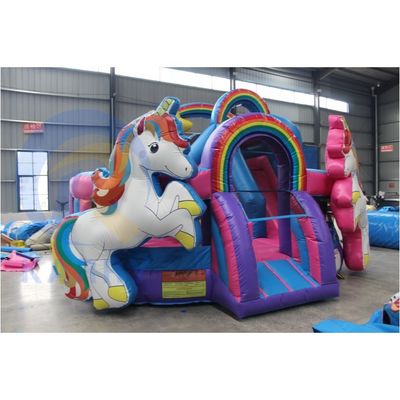Estándares CE doble unicornio castillo inflable casa de rebote para niños patio de juegos al aire libre