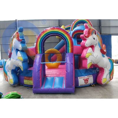 Estándares CE doble unicornio castillo inflable casa de rebote para niños patio de juegos al aire libre