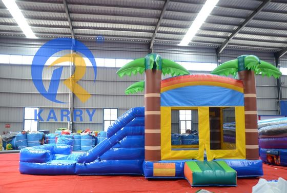 Casa de salto inflable unisex con tobogán 2024 Combinación de trampolín de palmera