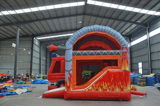 CE EN14960 Combinación de deslizamiento de castillo inflable de estación de bomberos certificada desde hace 14 años