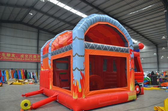 CE EN14960 Combinación de deslizamiento de castillo inflable de estación de bomberos certificada desde hace 14 años