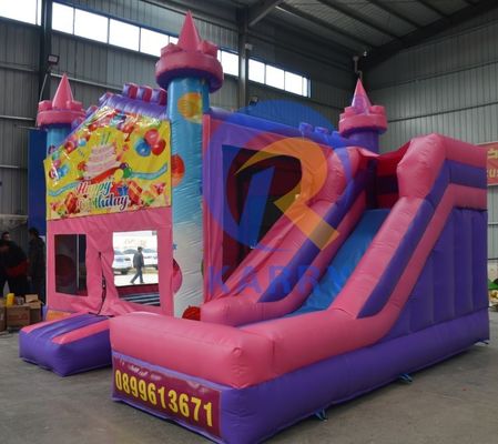 14 años de fiesta de cumpleaños de PVC castillo de salto inflable con tobogán 5 * 5m y accesorios