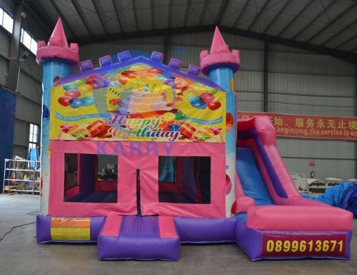 14 años de fiesta de cumpleaños de PVC castillo de salto inflable con tobogán 5 * 5m y accesorios