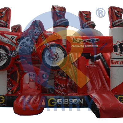 Combo de diapositivas de castillo de carreras 3D rojo con castillo de tiradores inflable y logotipo personalizado