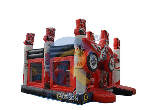 Combo de diapositivas de castillo de carreras 3D rojo con castillo de tiradores inflable y logotipo personalizado