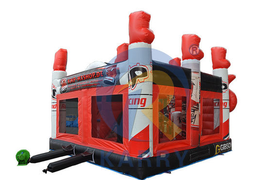 Combo de diapositivas de castillo de carreras 3D rojo con castillo de tiradores inflable y logotipo personalizado