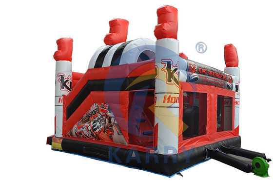 Combo de diapositivas de castillo de carreras 3D rojo con castillo de tiradores inflable y logotipo personalizado