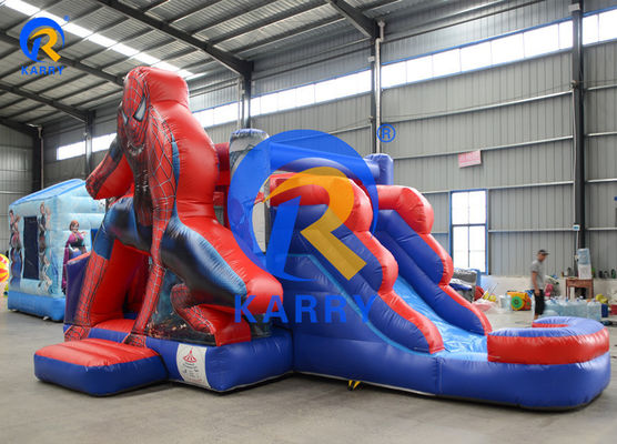 EN71/EN14960/CE Casa de salto inflable con tobogán de agua y piscina, con certificación Spiderman