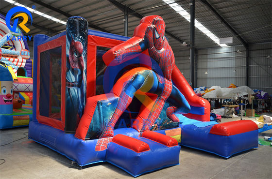 Casa de salto comercial hinchable Spiderman con diapositiva con material de PVC certificado EN14960
