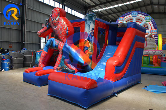 Casa de salto comercial hinchable Spiderman con diapositiva con material de PVC certificado EN14960