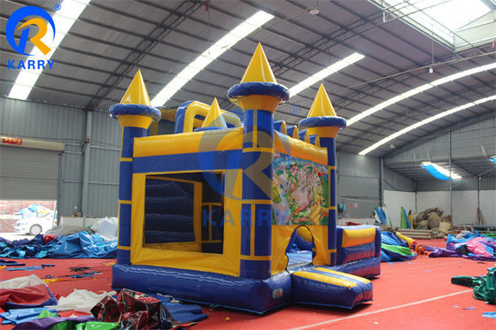 Salto inflables dibujos animados castillo de salto con casa de tobogán al aire libre de obstáculos bouncer