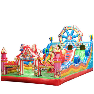 Deslizamiento de castillo combo inflable con salto de la rueda de la fortuna Casa de salto y campo de obstáculos