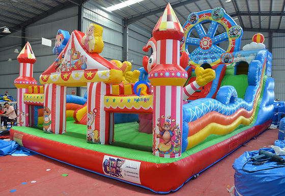 Deslizamiento de castillo combo inflable con salto de la rueda de la fortuna Casa de salto y campo de obstáculos