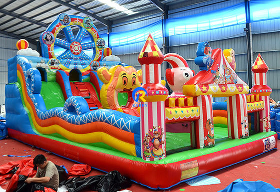 Deslizamiento de castillo combo inflable con salto de la rueda de la fortuna Casa de salto y campo de obstáculos