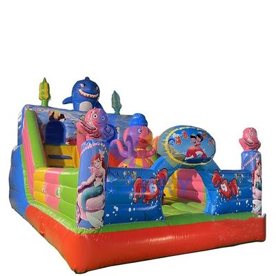 Mundo del Agua Feliz Castillo Inflable con tobogán seco y salpicador de mar