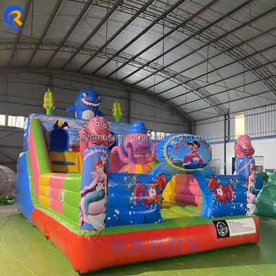 Mundo del Agua Feliz Castillo Inflable con tobogán seco y salpicador de mar