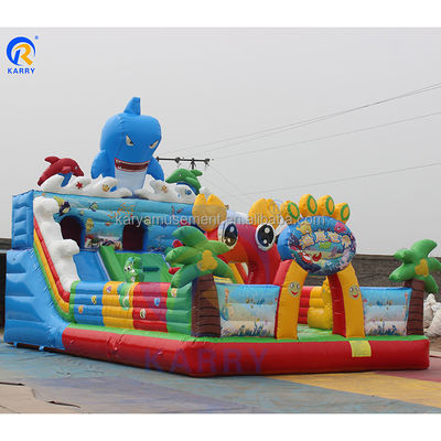 Mundo del Agua Feliz Castillo Inflable con tobogán seco y salpicador de mar