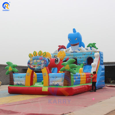Mundo del Agua Feliz Castillo Inflable con tobogán seco y salpicador de mar