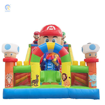 PVC dibujos animados Mario tema inflables de diversión patio de recreo salpicador con tobogán