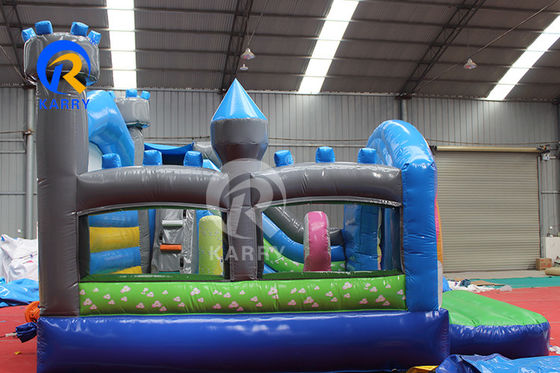 Arco iris PVC inflables Trampolín comercial de unicornio con deslizador y soplador