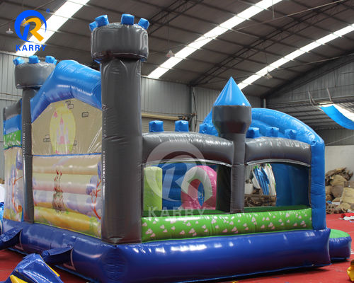 Arco iris PVC inflables Trampolín comercial de unicornio con deslizador y soplador