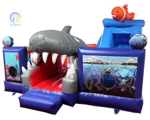 Unisex Kids Water Fun City con tobogán y obstáculo Inflable Castillo Rebordante