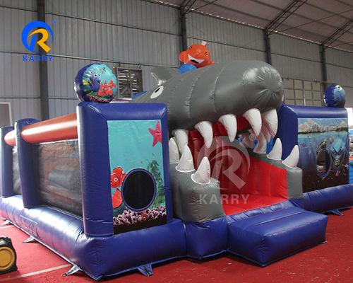 Unisex Kids Water Fun City con tobogán y obstáculo Inflable Castillo Rebordante