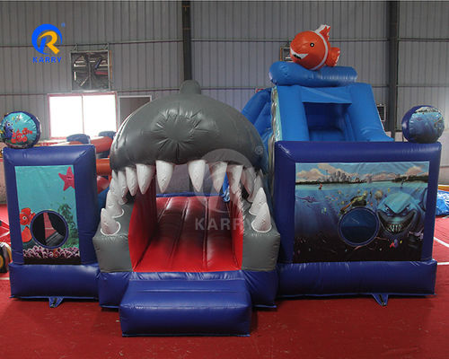 Unisex Kids Water Fun City con tobogán y obstáculo Inflable Castillo Rebordante