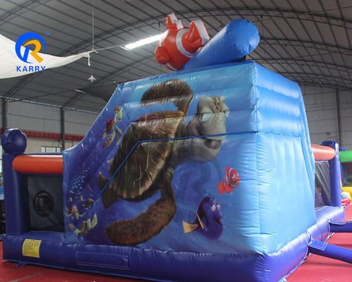 Unisex Kids Water Fun City con tobogán y obstáculo Inflable Castillo Rebordante